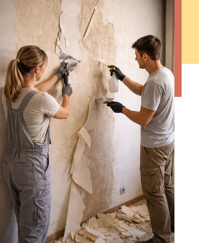 Снятие старых обоев в Ялуторовске от 5423 руб. под ключ недорого | ОТДЕЛОЧНИК-Лтр