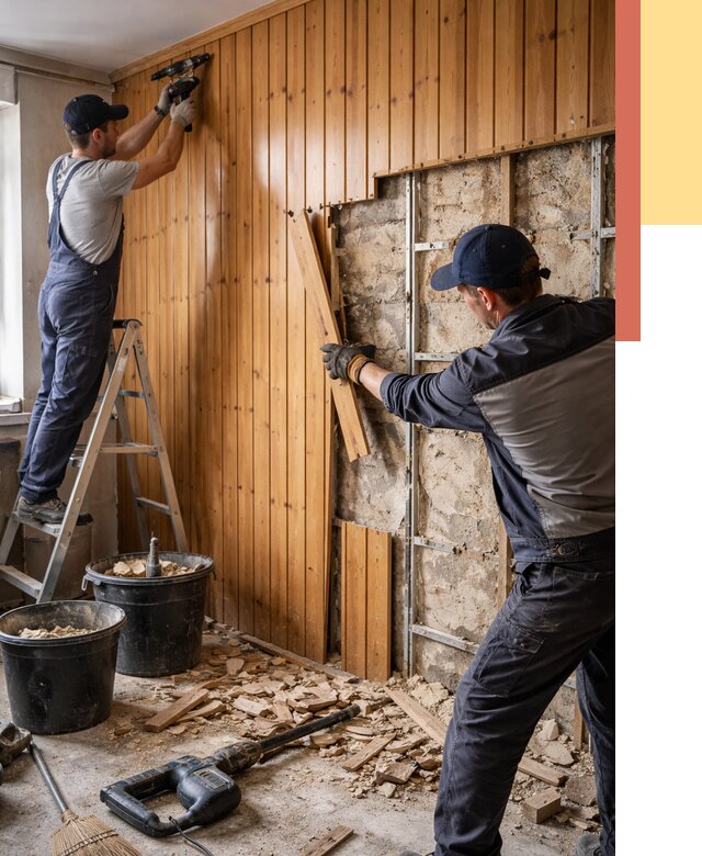 Демонтаж вагонки со стен в Ялуторовске от 1498 руб. — снятие, удаление, срочно | ОТДЕЛОЧНИК-Лтр