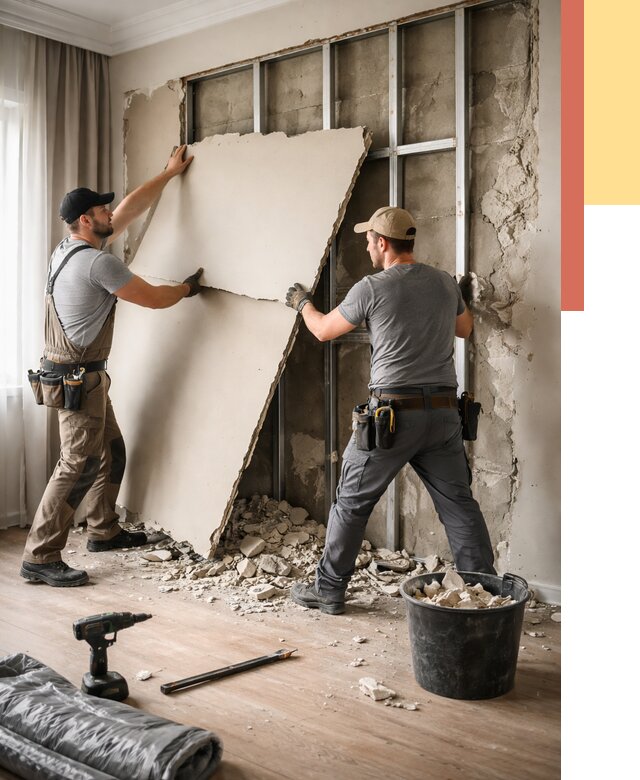 Демонтаж гипсокартона со стен в Ялуторовске от 362 руб. — услуги демонтажа | ОТДЕЛОЧНИК-Лтр