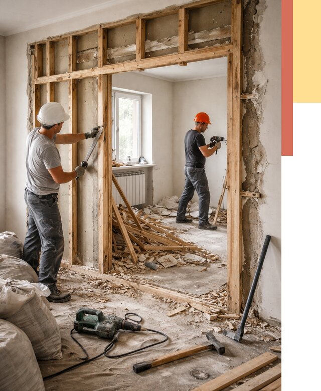 Демонтаж деревянных перегородок в Ялуторовске от 3305 руб. — быстро и недорого | ОТДЕЛОЧНИК-Лтр