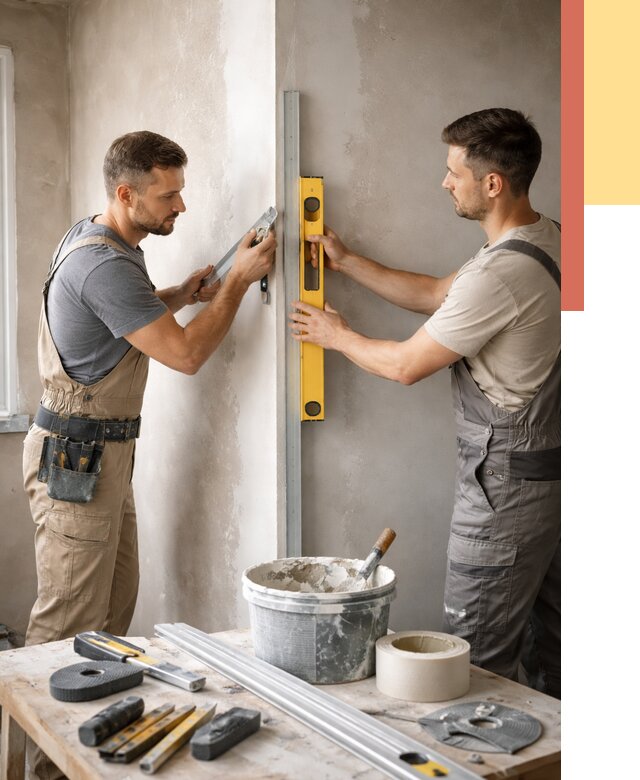 Выведение углов стен в Ялуторовске от 1911 руб. быстро и недорого | ОТДЕЛОЧНИК-Лтр