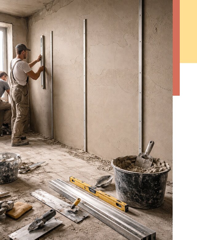 Штукатурка стен по маякам в Ялуторовске от 5681 руб./м² — выравнивание под ключ | ОТДЕЛОЧНИК-Лтр