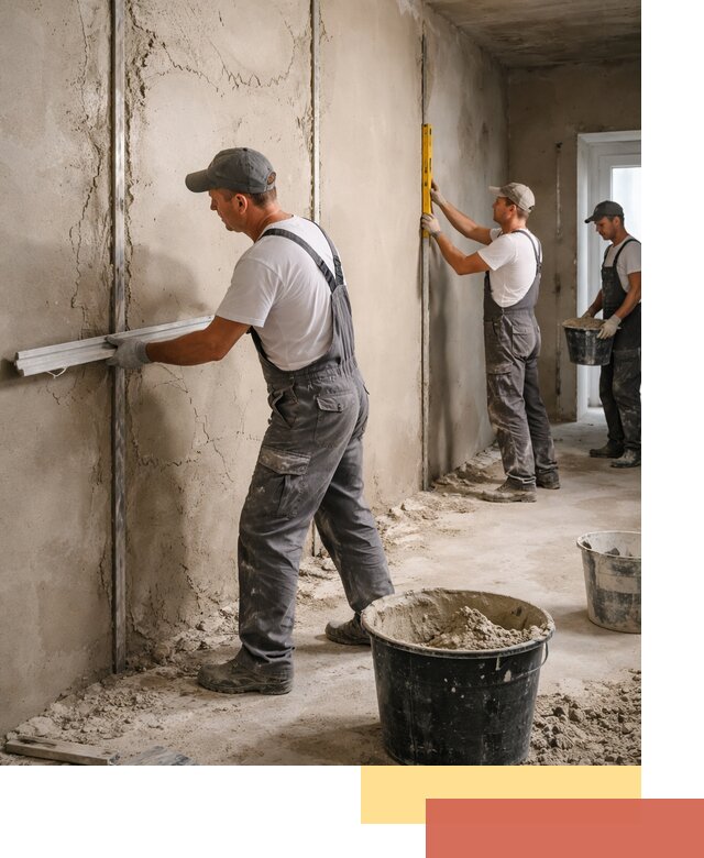 Штукатурка стен по маякам в Ялуторовске — точная и ровная поверхность