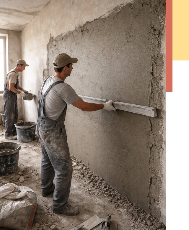 Цементная штукатурка стен в Ялуторовске от 4648 руб/м2 — быстро и недорого | ОТДЕЛОЧНИК-Лтр