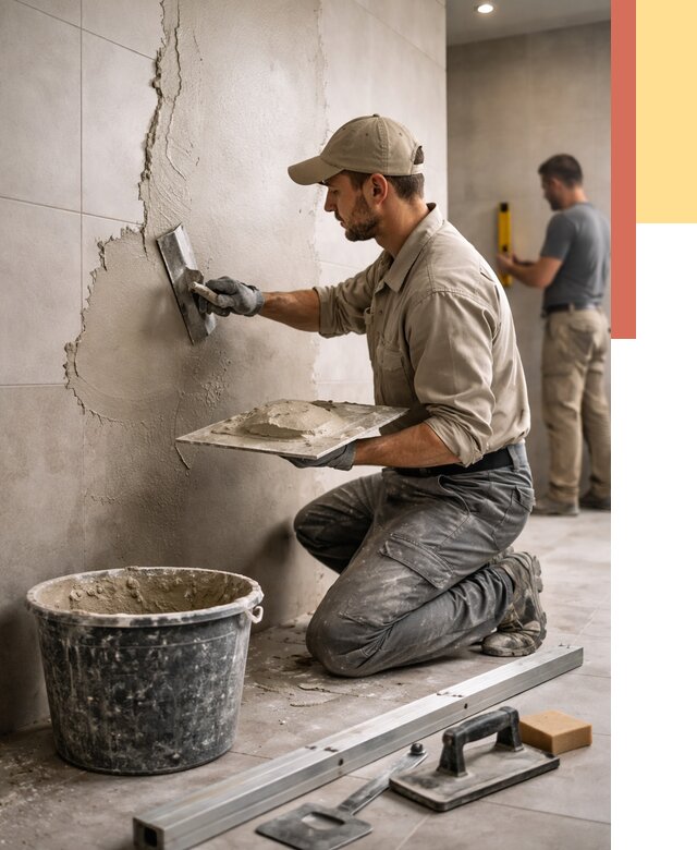 Штукатурка стен в ванной в Ялуторовске от 4648 руб./м² — выравнивание под ключ | ОТДЕЛОЧНИК-Лтр