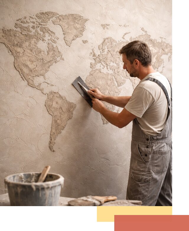 Декоративная штукатурка «Карта мира» под ключ в Ялуторовске