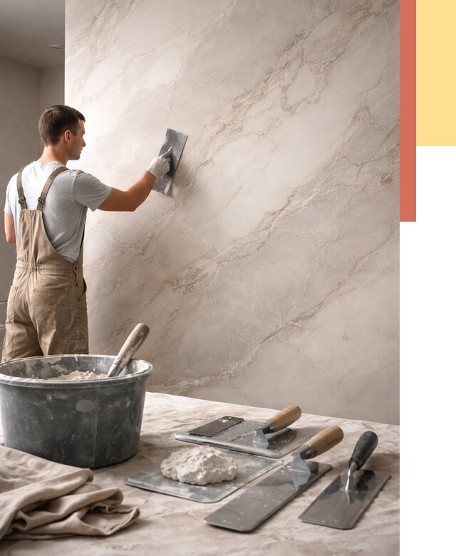 Декоративная штукатурка под мрамор в Ялуторовске от 2892 руб./м² — быстро и недорого | ОТДЕЛОЧНИК-Лтр