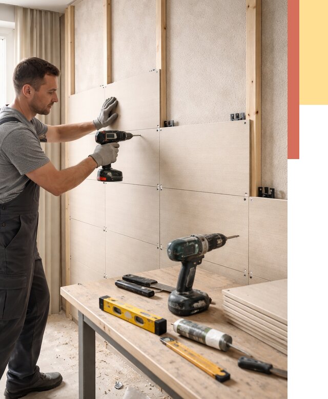 Монтаж МДФ панелей на стены в Ялуторовске от 1291 руб. под ключ | ОТДЕЛОЧНИК-Лтр