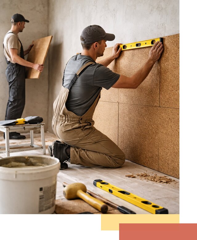 Монтаж пробковых панелей на стены в Ялуторовске быстро и качественно