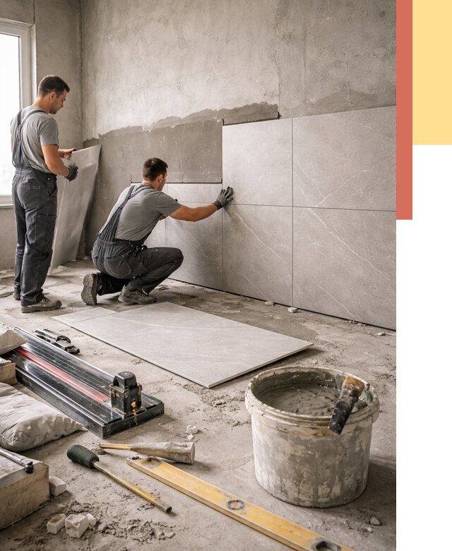 Облицовка стен керамогранитом в Ялуторовске от 4338 руб./м² — услуги под ключ | ОТДЕЛОЧНИК-Лтр