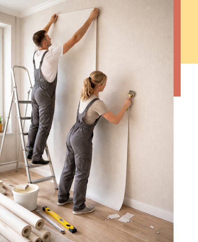 Поклейка флизелиновых обоев в Ялуторовске от 6197 руб. | Быстро и недорого — ОТДЕЛОЧНИК-Лтр