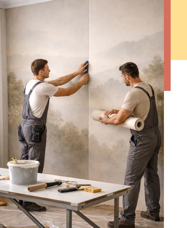 Поклейка фотообоев в Ялуторовске от 8780 руб/м² — быстро и недорого | ОТДЕЛОЧНИК-Лтр