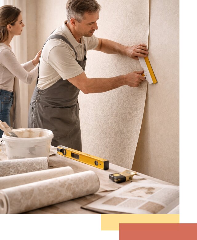 Поклейка обоев с подбором рисунка в Ялуторовске