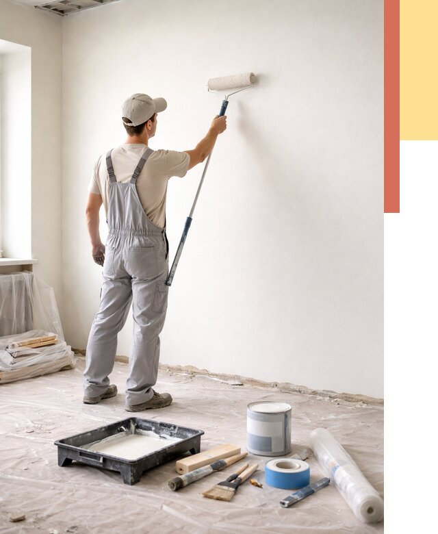 Покраска стен водоэмульсионной краской в Ялуторовске от 465 руб. за м² | ОТДЕЛОЧНИК-Лтр