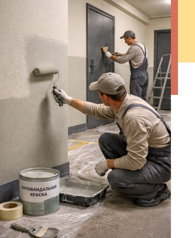 Покраска стен антивандальной краской в Ялуторовске от 4648 руб./м² под ключ | ОТДЕЛОЧНИК-Лтр