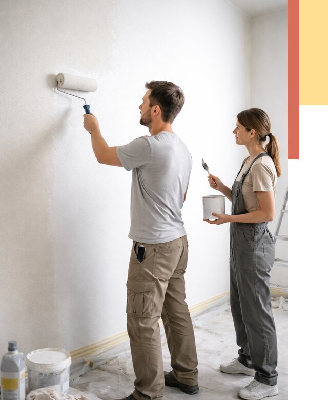 Окраска стен по стеклохолсту в Ялуторовске от 4648 руб/м² под ключ | ОТДЕЛОЧНИК-Лтр