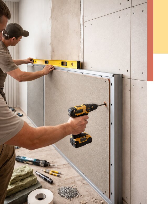 Шумоизоляция стен панелями ЗИПС в Ялуторовске от 2272 руб./м² под ключ | ОТДЕЛОЧНИК-Лтр