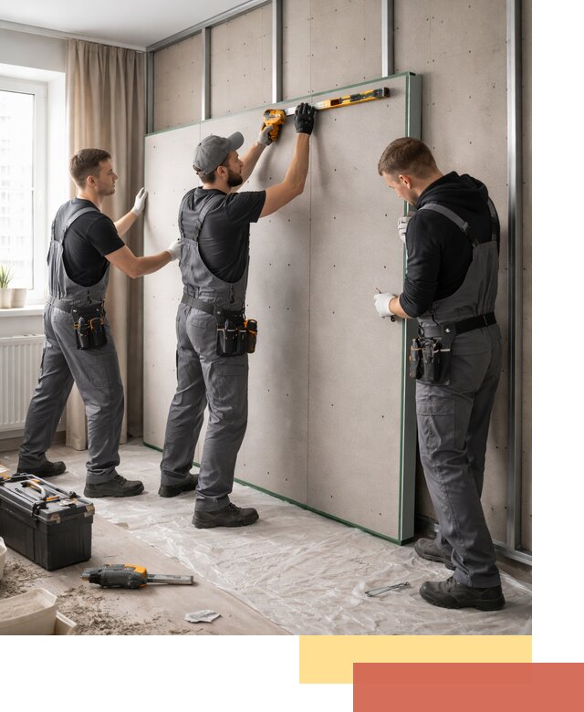 Шумоизоляция стен панелями ЗИПС в Ялуторовске для жилых и коммерческих помещений