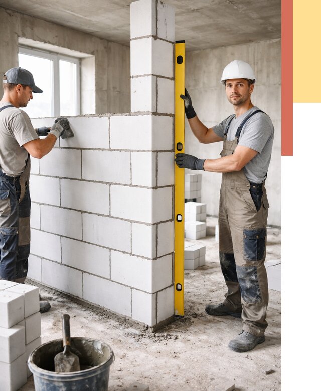 Кладка перегородок из пеноблока в Ялуторовске от 1859 руб. под ключ | ОТДЕЛОЧНИК-Лтр