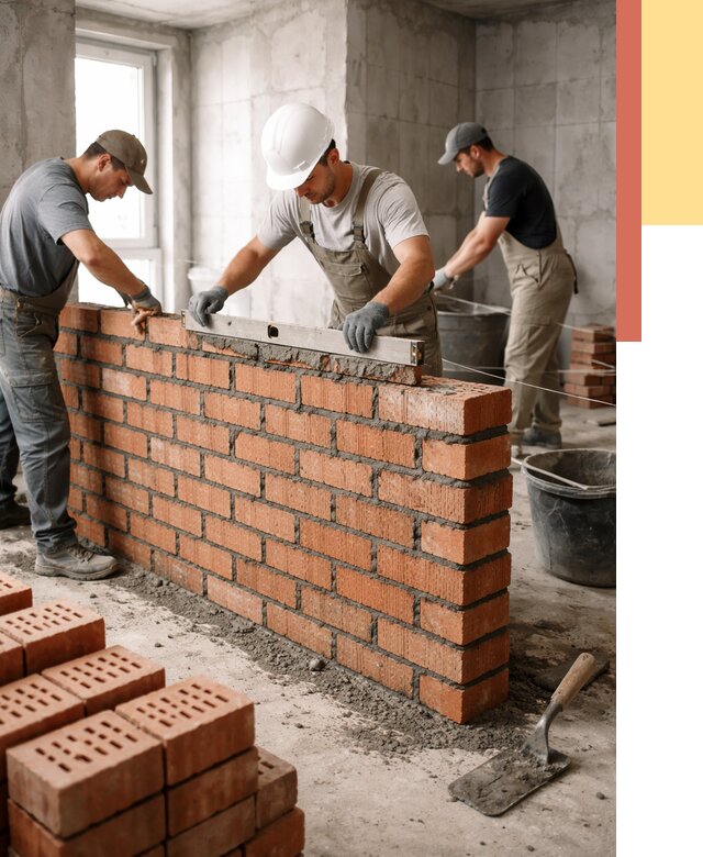 Кладка перегородок из кирпича в Ялуторовске от 3615 руб. за м² | ОТДЕЛОЧНИК-Лтр