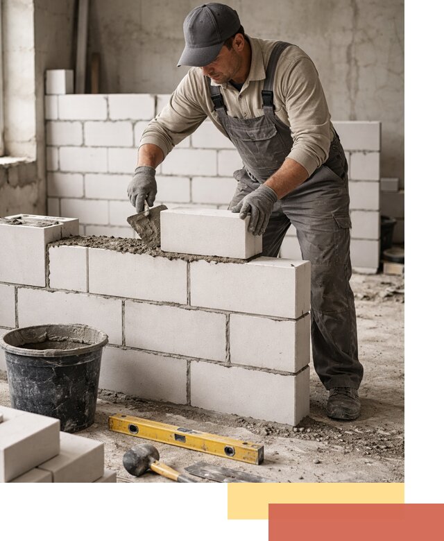 Кладка перегородок из силикатного блока в Ялуторовске