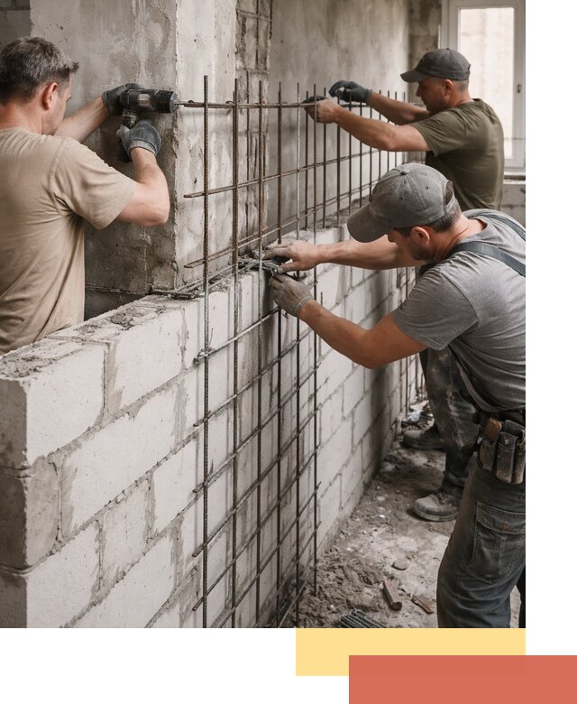 Армирование кладки перегородок в Ялуторовске профессионально и надёжно