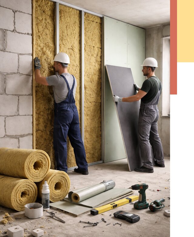 Шумоизоляция перегородок из блоков в Ялуторовске от 1911 руб./м² — быстро и недорого | ОТДЕЛОЧНИК-Лтр