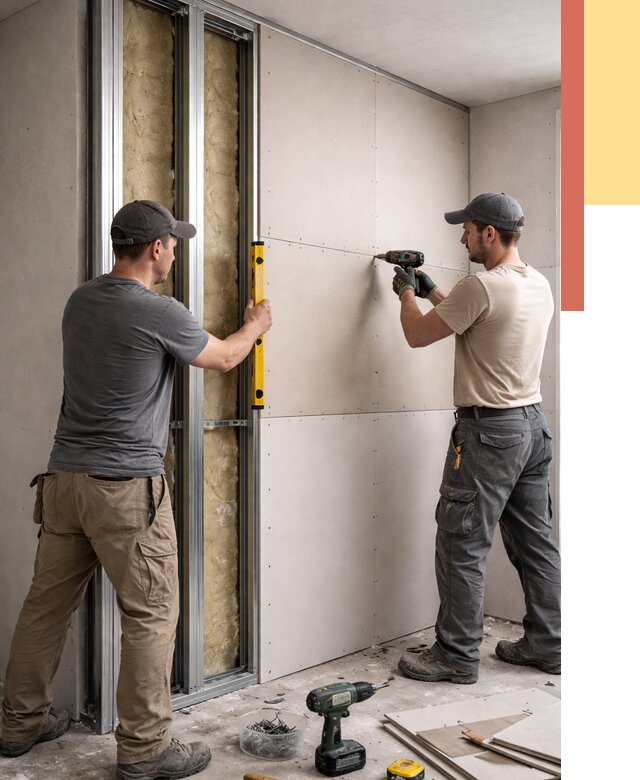 Монтаж двухслойной перегородки из гипсокартона в Ялуторовске от 1498 руб. | ОТДЕЛОЧНИК-Лтр