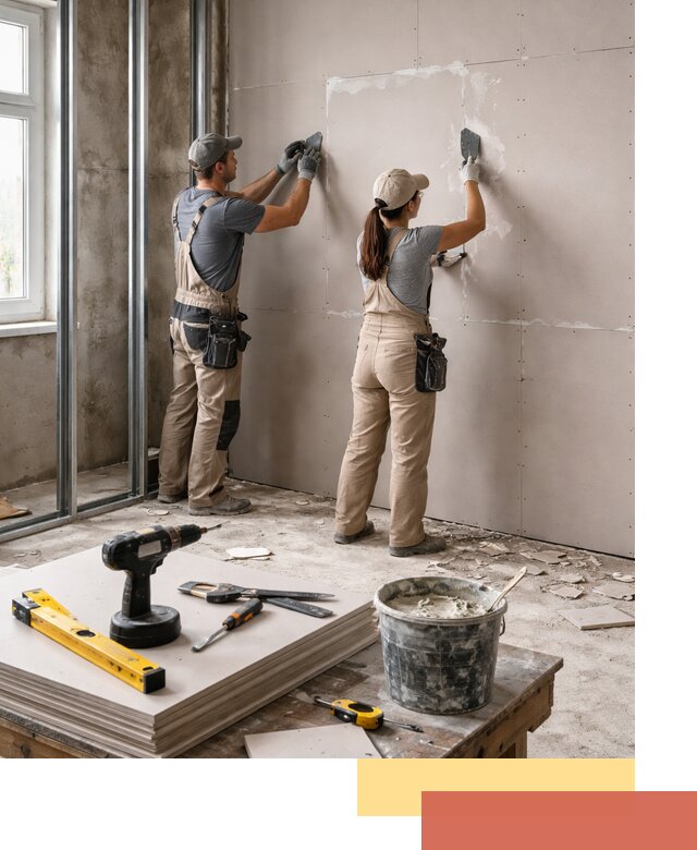 Монтаж двухслойной перегородки из гипсокартона в Ялуторовске