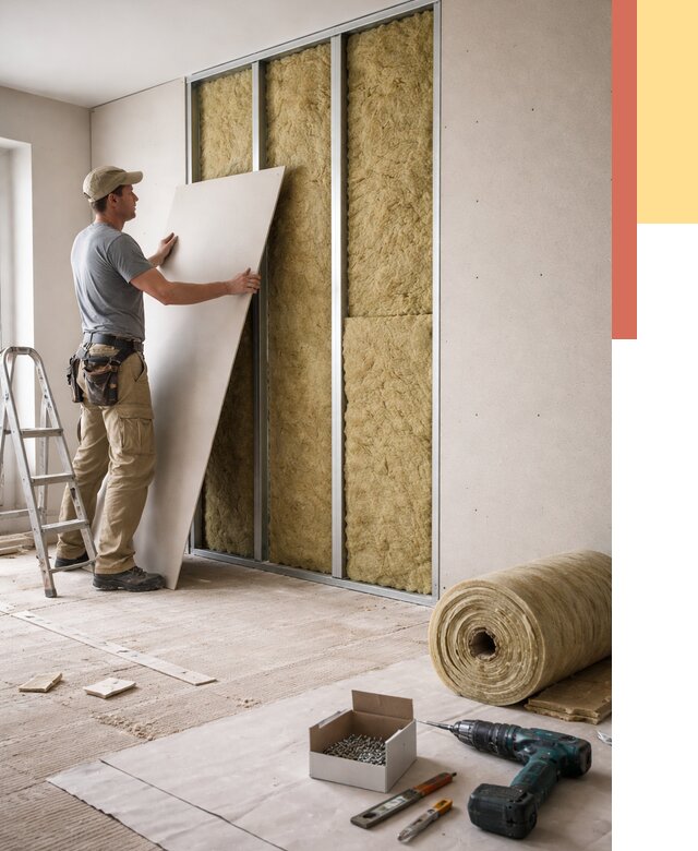 Перегородка из гипсокартона с шумоизоляцией в Ялуторовске от 3223 руб. | ОТДЕЛОЧНИК-Лтр