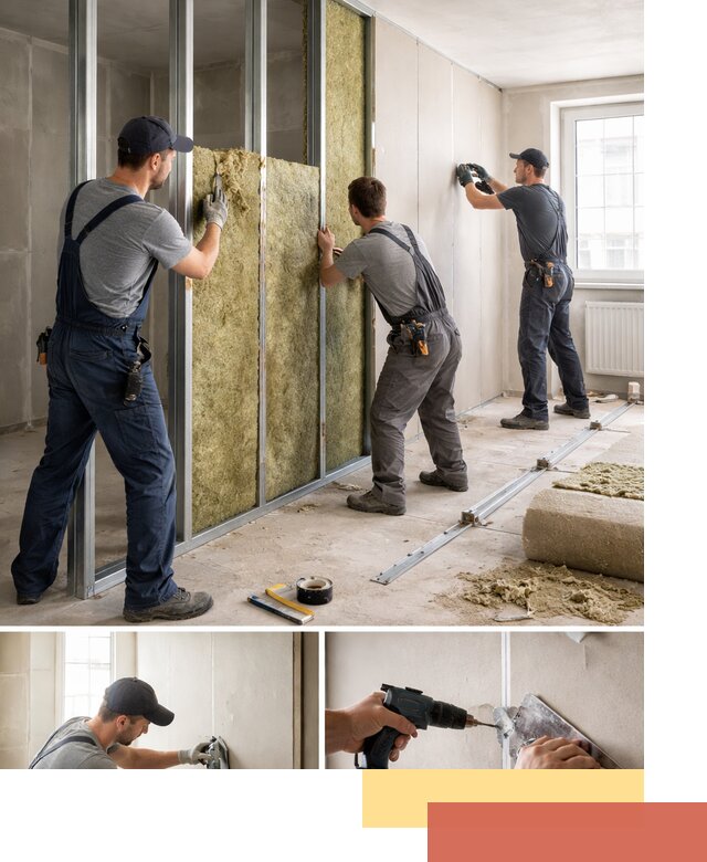 Перегородка из гипсокартона с шумоизоляцией в Ялуторовске — монтаж под ключ