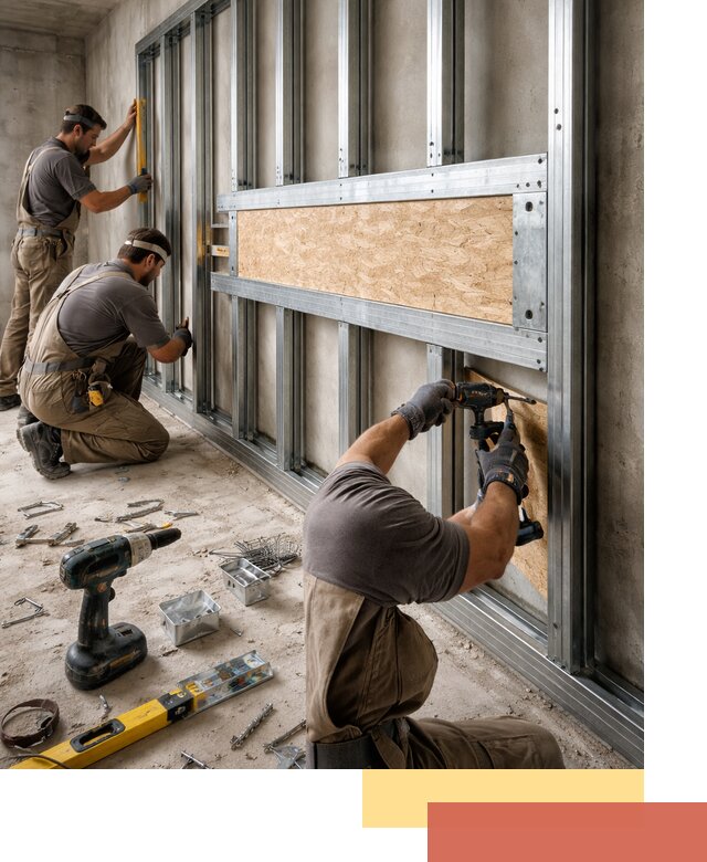 Усиленная перегородка для крепления тяжёлых конструкций в Ялуторовске