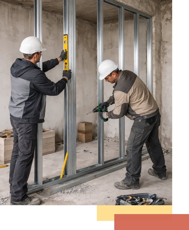 Монтаж каркаса перегородки из профиля в Ялуторовске