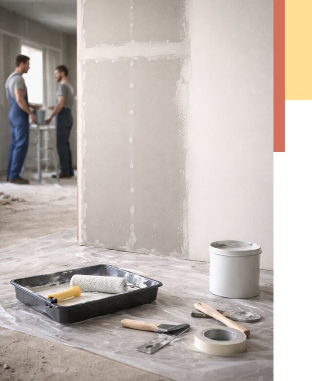 Покраска перегородок из гипсокартона в Ялуторовске от 4648 руб. под ключ | ОТДЕЛОЧНИК-Лтр