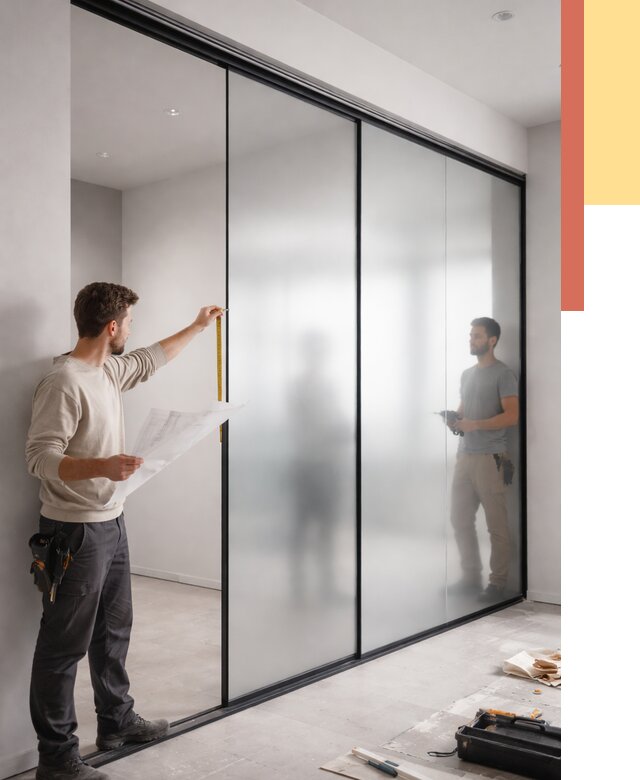 Матовые стеклянные перегородки в Ялуторовске от 8780 руб. — монтаж и установка | ОТДЕЛОЧНИК-Лтр