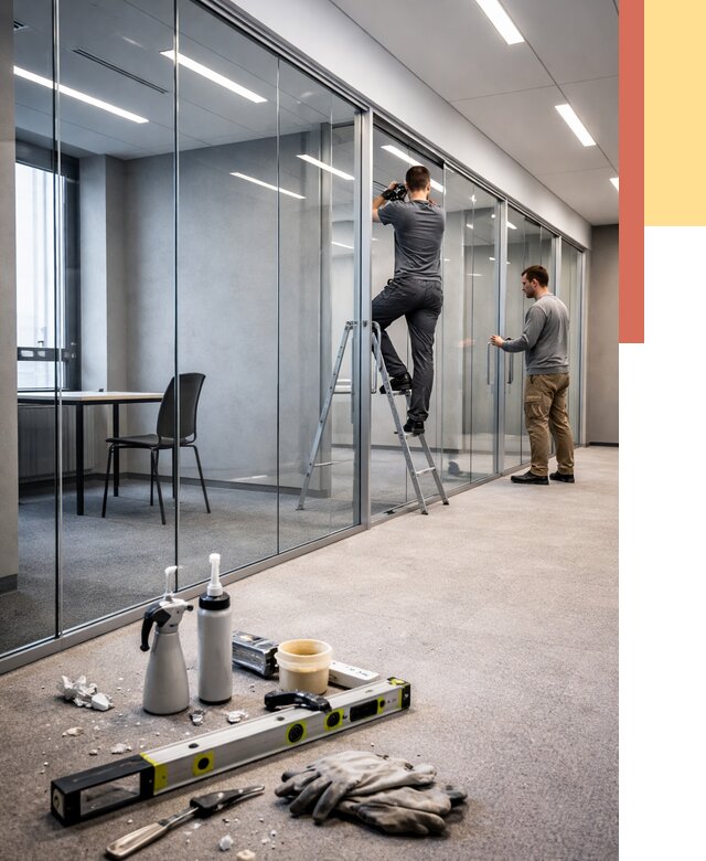 Стеклянные офисные перегородки в Ялуторовске от 8780 руб. — монтаж и установка | ОТДЕЛОЧНИК-Лтр