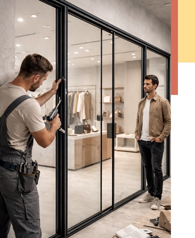 Стеклянные перегородки для магазинов в Ялуторовске от 8470 руб. под ключ | ОТДЕЛОЧНИК-Лтр