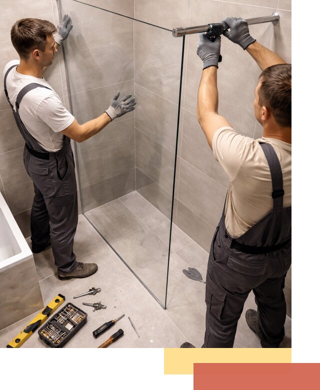 Стеклянные перегородки для душа в Ялуторовске — изготовление и монтаж