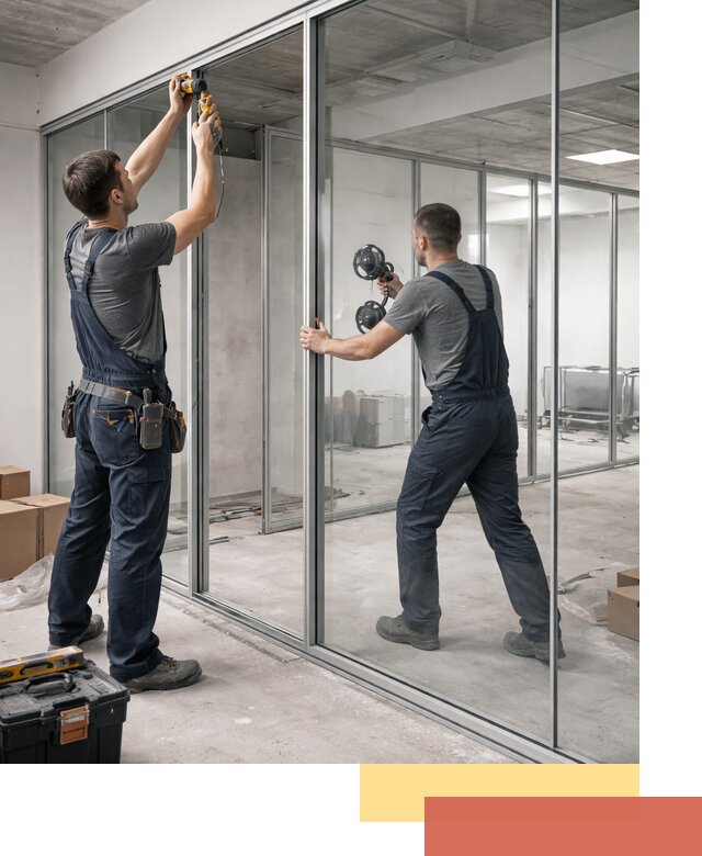 Алюминиевые перегородки со стеклом в Ялуторовске — изготовление и монтаж