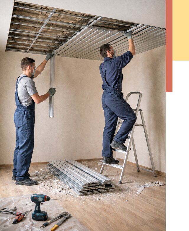 Демонтаж реечного потолка в Ялуторовске от 4648 руб. быстро и недорого | ОТДЕЛОЧНИК-Лтр