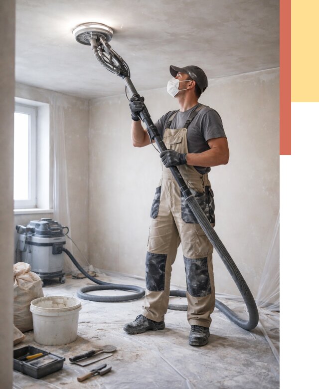 Шлифовка потолка в Ялуторовске от 3615 руб. — услуги шлифования потолка | ОТДЕЛОЧНИК-Лтр