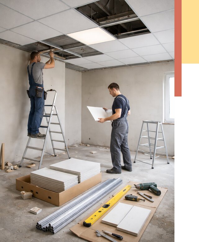 Монтаж потолка армстронг в Ялуторовске от 4648 руб/м2 — быстрая установка под ключ | ОТДЕЛОЧНИК-Лтр