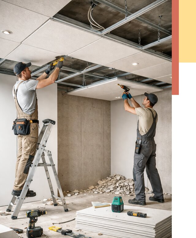 Монтаж акустического потолка в Ялуторовске от 6714 руб/м2 — быстро и недорого | ОТДЕЛОЧНИК-Лтр