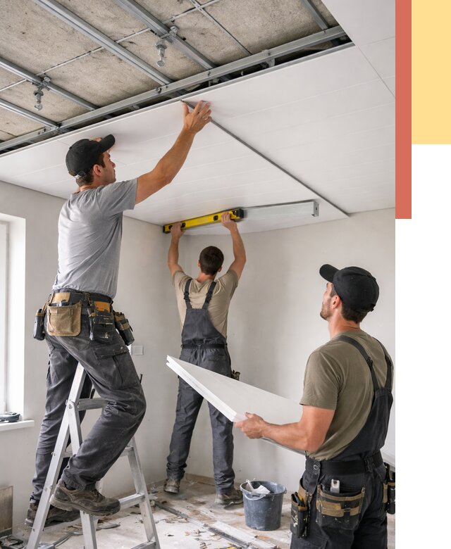 Монтаж потолка из ПВХ панелей в Ялуторовске от 3615 руб./м2 — быстро и недорого | ОТДЕЛОЧНИК-Лтр