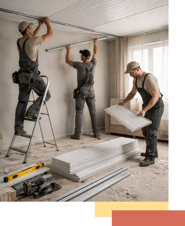 Монтаж потолка из ПВХ панелей в Ялуторовске оперативно и качественно