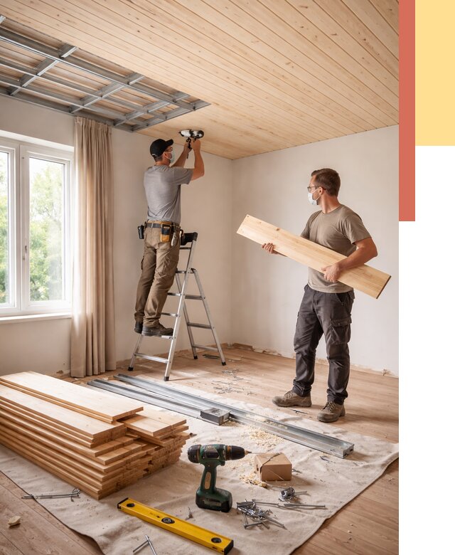 Монтаж потолка из вагонки в Ялуторовске от 6714 руб. | Быстро и недорого — ОТДЕЛОЧНИК-Лтр