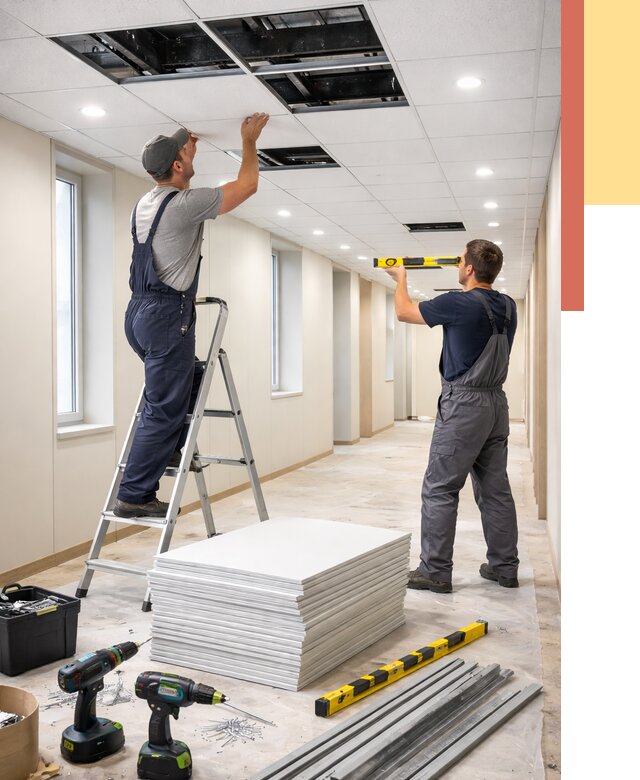 Ремонт потолка Армстронг в Ялуторовске от 4648 руб. — быстро и недорого | ОТДЕЛОЧНИК-Лтр