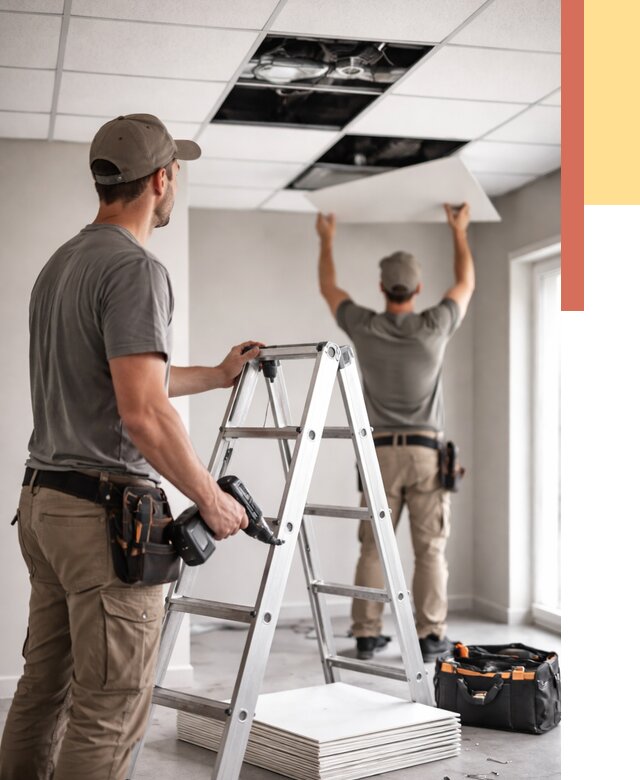 Обслуживание подвесного потолка в Ялуторовске от 3615 руб. — быстро и недорого | ОТДЕЛОЧНИК-Лтр