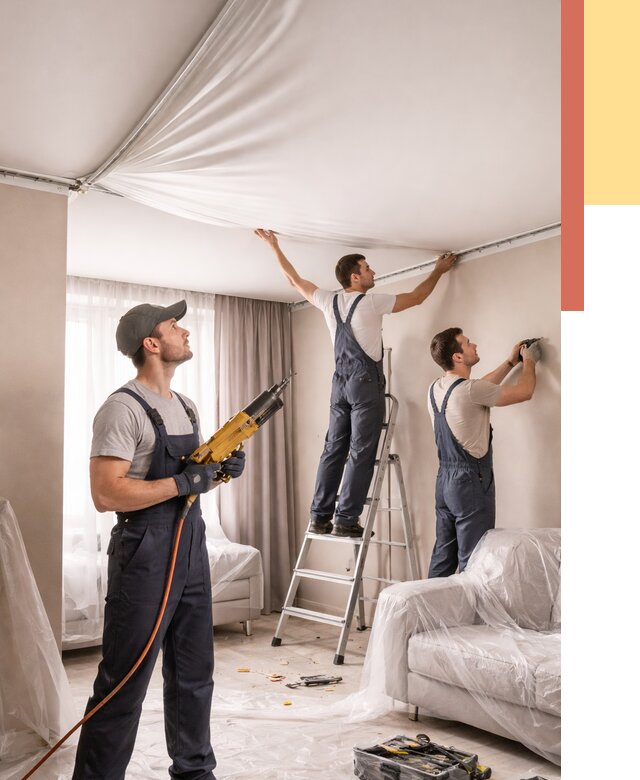 Установка натяжного потолка в Ялуторовске от 4648 руб. | Быстро и недорого — ОТДЕЛОЧНИК-Лтр