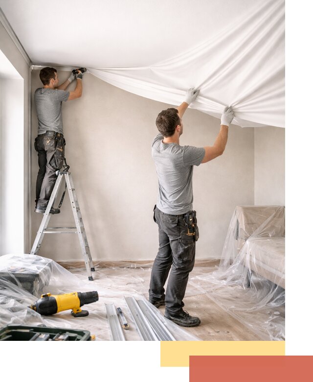 Монтаж тканевого натяжного потолка в Ялуторовске недорого и быстро